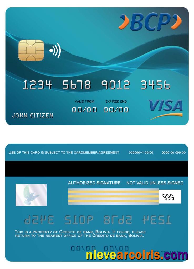 Bolovia Credito bank visa card
